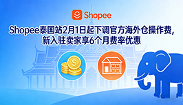 Shopee泰国站2月1日起下调官方海外仓操作费，新入驻卖家享6个月费率优惠