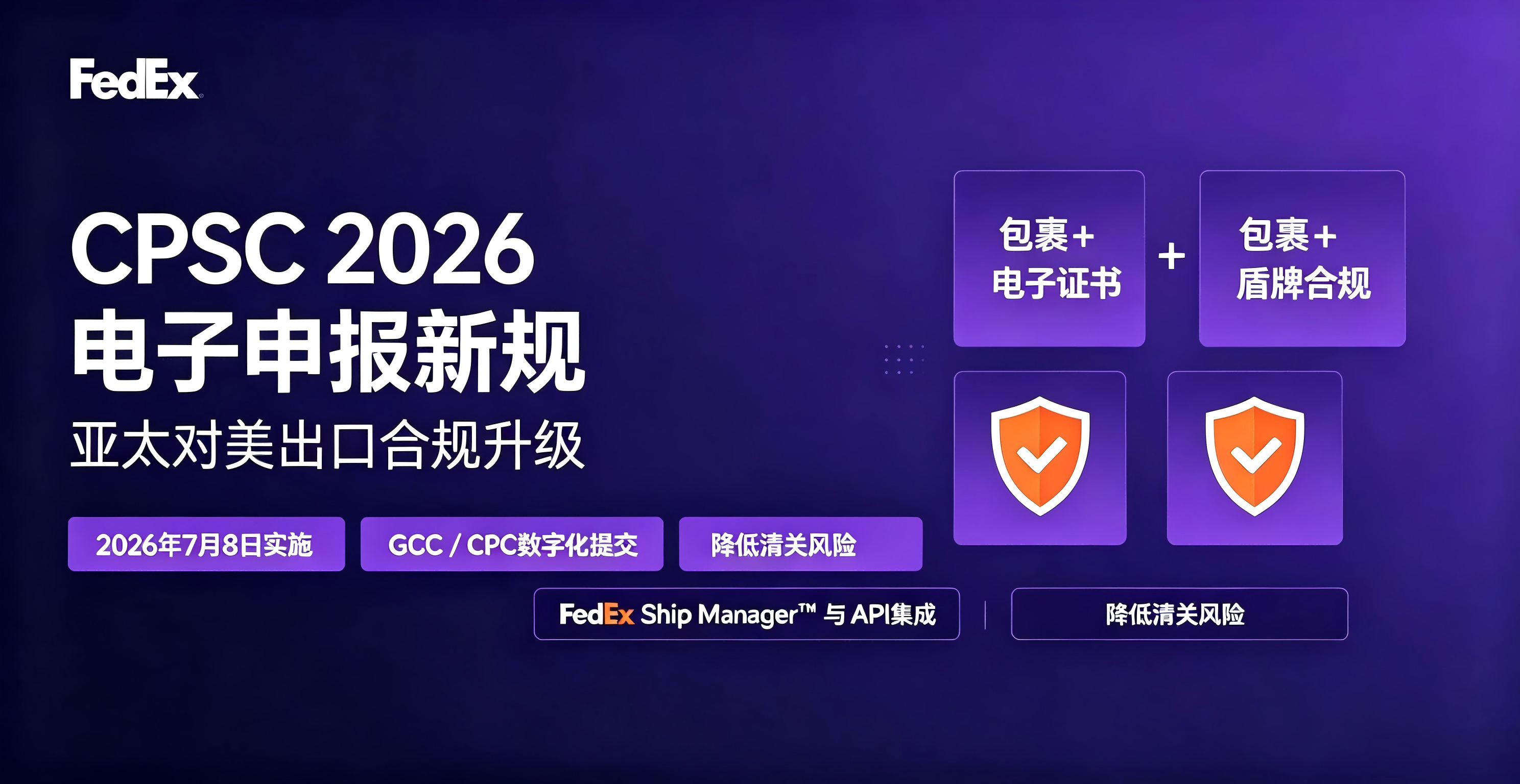 备战2026合规新规：联邦快递集成CPSC电子申报功能，助力亚太企业稳通关